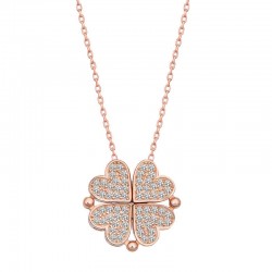 Gümüş Rose Kalpli Açılabilen Yonca Kadın Kolye Gümüş Rose Kalpli Açılabilen Yonca Kadın Kolye