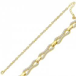 Gümüş Gold Zirkon Taşlı Kadın Bileklik Gümüş Gold Zirkon Taşlı Kadın Bileklik