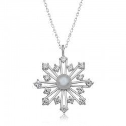 Gümüş İncili Kar Tanesi Kadın Kolye Gümüş İncili Kar Tanesi Kadın Kolye