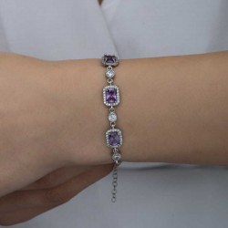 Gümüş Baget Mor Taşlı Kadın Bileklik Gümüş Baget Mor Taşlı Kadın Bileklik