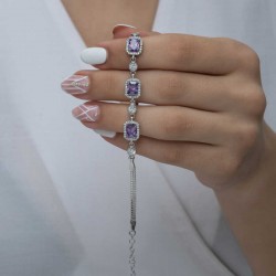 Gümüş Baget Mor Taşlı Kadın Bileklik Gümüş Baget Mor Taşlı Kadın Bileklik