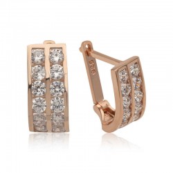 Gümüş Çift Sıra Beyaz Taşlı J Kadın Küpe Gümüş Çift Sıra Beyaz Taşlı J Kadın Küpe