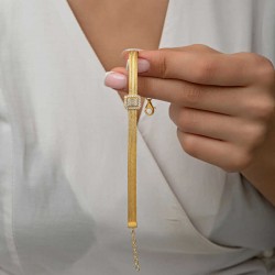 Gümüş Gold Baget Taşlı Trabzon Hasır Kadın Bileklik Gümüş Gold Baget Taşlı Trabzon Hasır Kadın Bileklik