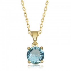 Gümüş Gold Turkuaz Kristal Yuvarlak Taşlı Kadın Kolye Gümüş Gold Turkuaz Kristal Yuvarlak Taşlı Kadın Kolye