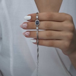 Gümüş Baget MaviTaşlı Kadın Bileklik Gümüş Baget MaviTaşlı Kadın Bileklik