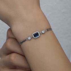 Gümüş Baget MaviTaşlı Kadın Bileklik Gümüş Baget MaviTaşlı Kadın Bileklik