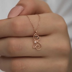 Gümüş Rose Kedi Kadın Kolye Gümüş Rose Kedi Kadın Kolye