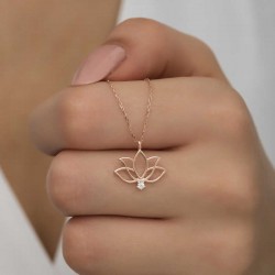 Gümüş Rose Lotus Çiçeği Kadın Kolye Gümüş Rose Lotus Çiçeği Kadın Kolye