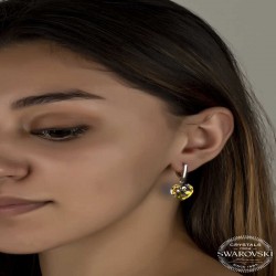 Swarovski Crystal Taşlı Gümüş Beyaz Kalp Sallantılı Kadın Küpe Swarovski Crystal Taşlı Gümüş Beyaz Kalp Sallantılı Kadın Küpe
