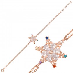 Gümüş Rose Renkli Taşlı Kar Tanesi Kadın Bileklik Gümüş Rose Renkli Taşlı Kar Tanesi Kadın Bileklik