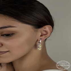 Swarovski Crystal Taşlı Gümüş Salkım Sallantılı Çivili Kadın Küpe Swarovski Crystal Taşlı Gümüş Salkım Sallantılı Çivili Kadın Küpe