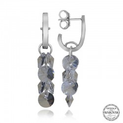 Swarovski Crystal Taşlı Gümüş Salkım Sallantılı Çivili Kadın Küpe