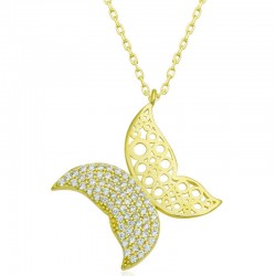 Gümüş Gold Kelebek Kadın Kolye Gümüş Gold Kelebek Kadın Kolye