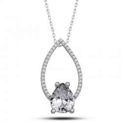 Gümüş Beyaz Taşlı Damla Kadın Kolye Gümüş Beyaz Taşlı Damla Kadın Kolye