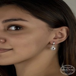 Swarovski Crystal Taşlı Gümüş Beyaz Sallantılı Kadın Küpe Swarovski Crystal Taşlı Gümüş Beyaz Sallantılı Kadın Küpe