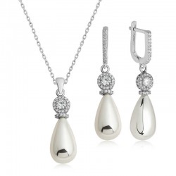 Gümüş Damla İnci Kadın Set Gümüş Damla İnci Kadın Set
