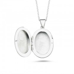 ​Gümüş Kapaklı Madalyon Kadın Kolye