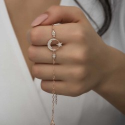 Gümüş Rose Ay Yıldız Kadın Bileklik Gümüş Rose Ay Yıldız Kadın Bileklik