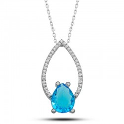 Gümüş Turkuaz Taşlı Damla Kadın Kolye Gümüş Turkuaz Taşlı Damla Kadın Kolye