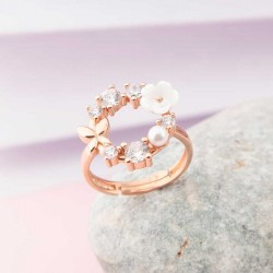 Gümüş Ayarlanabilir Rose Manolya Çiçeği Kadın Yüzük Gümüş Ayarlanabilir Rose Manolya Çiçeği Kadın Yüzük