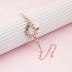 Gümüş Rose Renkli Manolya Çiçeği  Kadın Bileklik Gümüş Rose Renkli Manolya Çiçeği  Kadın Bileklik