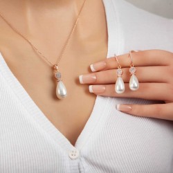 Gümüş Rose Damla İnci Kadın Set Gümüş Rose Damla İnci Kadın Set