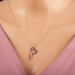 Gümüş Rose Kalpli Kelebek Kadın Kolye Gümüş Rose Kalpli Kelebek Kadın Kolye