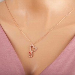 Gümüş Rose Kalpli Kelebek Kadın Kolye Gümüş Rose Kalpli Kelebek Kadın Kolye