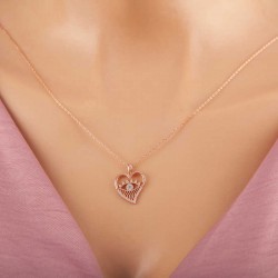Gümüş Rose Kalp Göz Kadın Kolye Gümüş Rose Kalp Göz Kadın Kolye