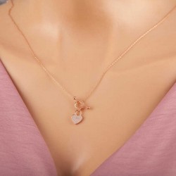 Gümüş Rose Sallantılı Kalp Kadın Kolye Gümüş Rose Sallantılı Kalp Kadın Kolye