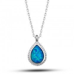 Gümüş Damla Mavi Opal Taşlı Kadın Kolye Gümüş Damla Mavi Opal Taşlı Kadın Kolye