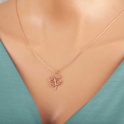 Gümüş Rose Kalpli Dört Yapraklı Yonca Kadın Kolye Gümüş Rose Kalpli Dört Yapraklı Yonca Kadın Kolye