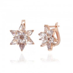 Gümüş Rose Beyaz Lotus Çiçeği Kadın Küpe Gümüş Rose Beyaz Lotus Çiçeği Kadın Küpe