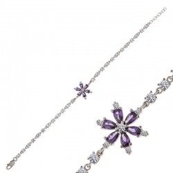 Gümüş Mor Lotus Çiçeği Kadın Bileklik Gümüş Mor Lotus Çiçeği Kadın Bileklik