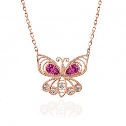 Gümüş Rose Kelebek Kadın Kolye Gümüş Rose Kelebek Kadın Kolye