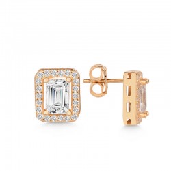 Gümüş Rose Beyaz Baget Taşlı Çivili Kadın Küpe Gümüş Rose Beyaz Baget Taşlı Çivili Kadın Küpe