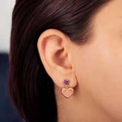 Gümüş Rose Kalp Çivili Kadın Küpe Gümüş Rose Kalp Çivili Kadın Küpe