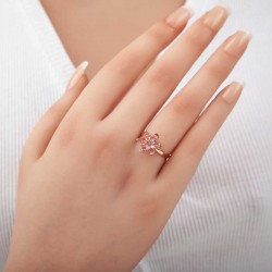 Gümüş Rose Pembe Taşlı Lotus Çiçeği Kadın Yüzük Gümüş Rose Pembe Taşlı Lotus Çiçeği Kadın Yüzük
