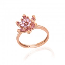 Gümüş Rose Pembe Taşlı Lotus Çiçeği Kadın Yüzük Gümüş Rose Pembe Taşlı Lotus Çiçeği Kadın Yüzük