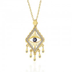 Gümüş Gold Nazarlı Göz Kadın Kolye Gümüş Gold Nazarlı Göz Kadın Kolye
