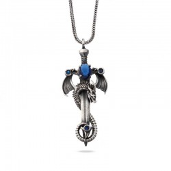 Gümüş Safir Taşlı Ejderha Erkek Kılıç Kolye Gümüş Safir Taşlı Ejderha Erkek Kılıç Kolye