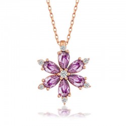 Gümüş Rose Mor Lotus Çiçeği Kadın Kolye Gümüş Rose Mor Lotus Çiçeği Kadın Kolye