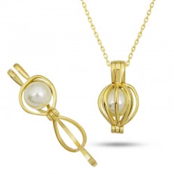 Gümüş Gold Beyaz İncili Kadın Kolye Gümüş Gold Beyaz İncili Kadın Kolye