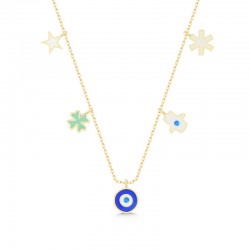 Gümüş Gold Nazarlı Şans Kadın Kolye Gümüş Gold Nazarlı Şans Kadın Kolye