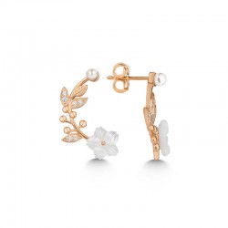 Gümüş Rose Sedef Çiçek Çivili Kadın Küpe          Gümüş Rose Sedef Çiçek Çivili Kadın Küpe