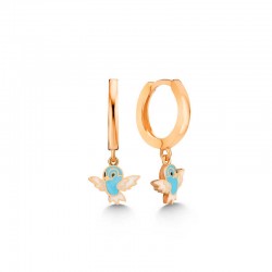 Gümüş Rose Mavi Renkli Sallantılı Kuş Kadın Küpe Gümüş Rose Mavi Renkli Sallantılı Kuş Kadın Küpe