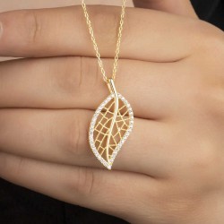 Gümüş Gold Yaprak Kadın Kolye Gümüş Gold Yaprak Kadın Kolye