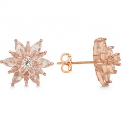 Gümüş Rose 4 Katman Lotus Çiçeği Kadın Çivili Küpe Gümüş Rose 4 Katman Lotus Çiçeği Kadın Çivili Küpe