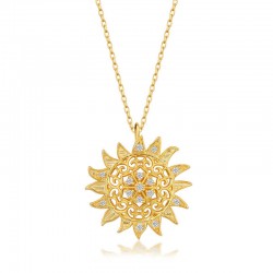 Gümüş Gold Güneş Kadın Kolye Gümüş Gold Güneş Kadın Kolye