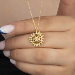 Gümüş Gold Güneş Kadın Kolye Gümüş Gold Güneş Kadın Kolye